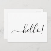 Simple Classic Hello Postcard with Clean White Des Briefkaart (Voorkant / Achterkant)