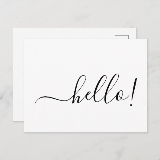 Simple Classic Hello Postcard with Clean White Des Briefkaart (Voorkant / Achterkant)