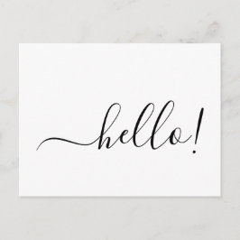 Simple Classic Hello Postcard with Clean White Des Briefkaart