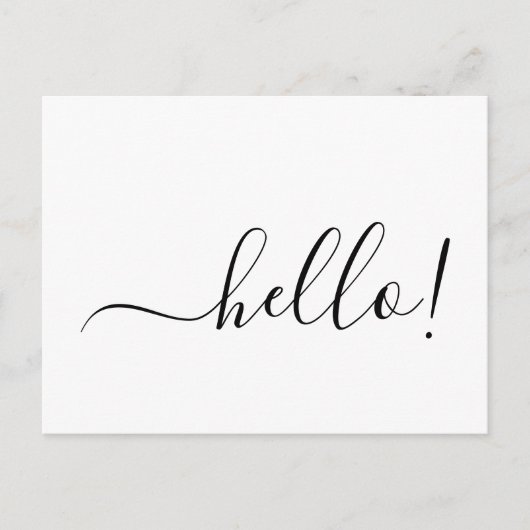 Simple Classic Hello Postcard with Clean White Des Briefkaart (Voorkant)