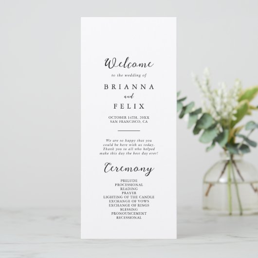 Simple Classic Kraft Wedding Program Programmakaart (Staand voorkant)