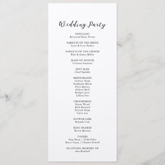 Simple Classic Kraft Wedding Program Programmakaart (Achterkant)