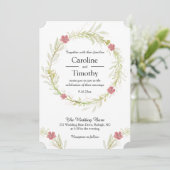 Simple Classic Leafy Floral Wreath Wedding Kaart (Staand voorkant)