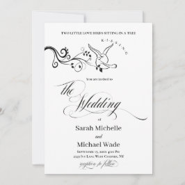 Simple Classic love birds Wedding Invitation Kaart
