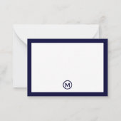 Simple Classic Monogram Navy White Notitiekaartje (Achterkant)