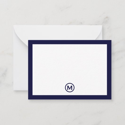 Simple Classic Monogram Navy White Notitiekaartje (Achterkant)