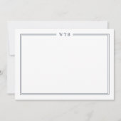 Simple Classic Navy Blue 3-Initial Monogram Notitiekaartje (Voorkant)