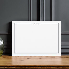 Simple Classic Navy Blue 3-Initial Monogram Notitiekaartje