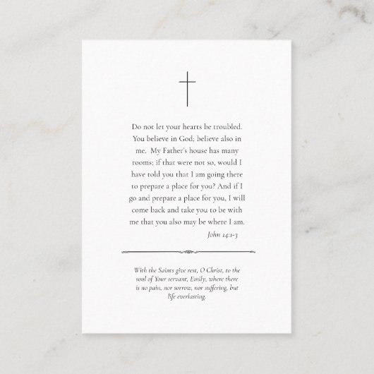 Simple, Classic Orthodox Funeral Prayer Card       Plaatskaartje (Achterkant)