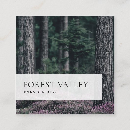 Simple Classic Photo Afbeelding Heather Forest Vierkante Visitekaartje (Voorkant)