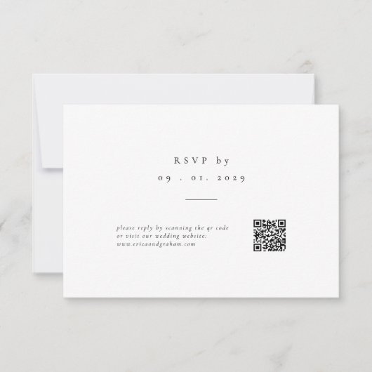 Simple Classic QR Code Wedding RSVP Card (Voorkant)