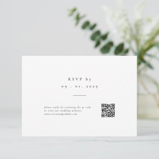 Simple Classic QR Code Wedding RSVP Card (Staand voorkant)