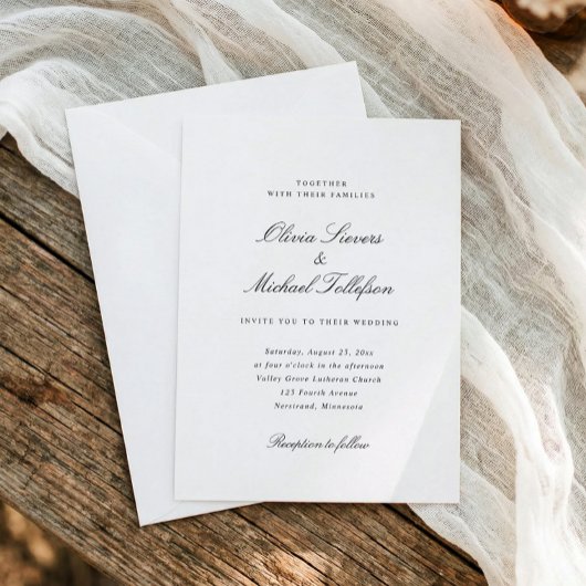 Simple Classic Traditional Old Money Wedding Kaart