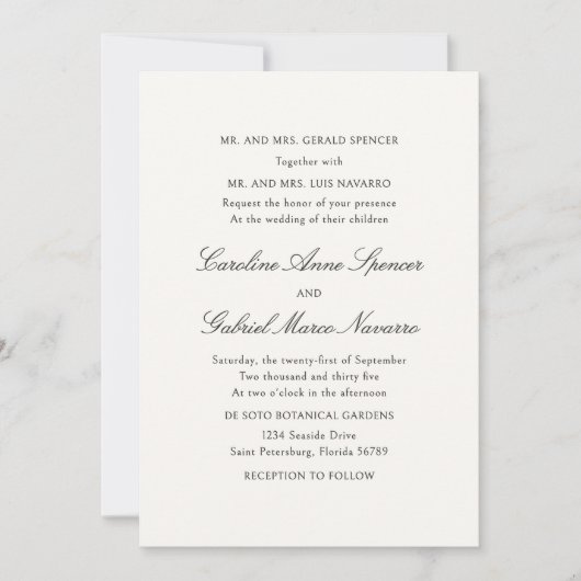 Simple Classic Traditional Wedding Invitation Kaart (Voorkant)