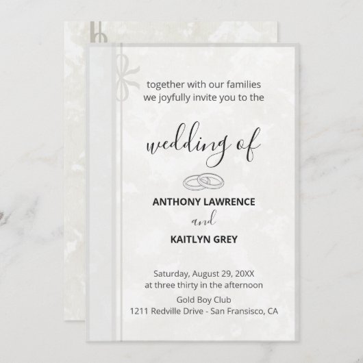Simple Classic Wedding Invitation – Custom Kaart (Voorkant / Achterkant)