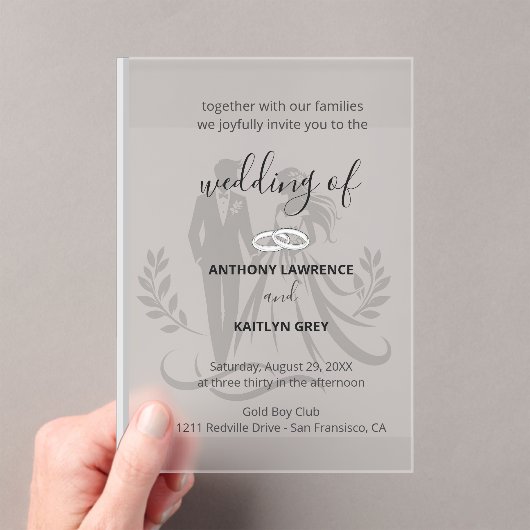 Simple Classic Wedding Invitation – Customizable Acryl Uitnodigingen (Insitu (Draagbaar))
