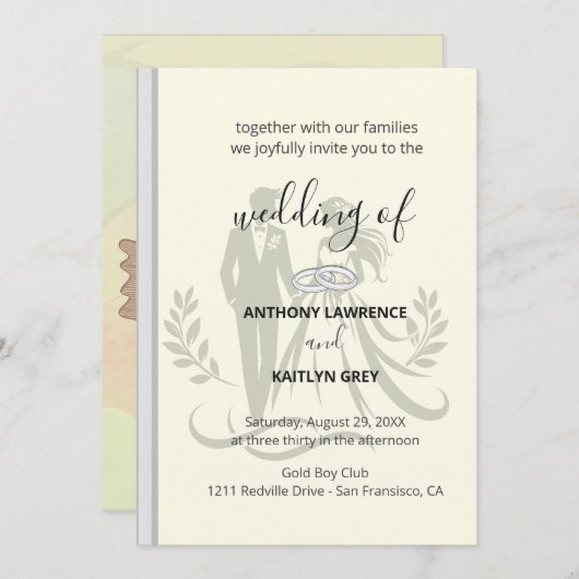 Simple Classic Wedding Invitation – Customizable Kaart (Voorkant / Achterkant)