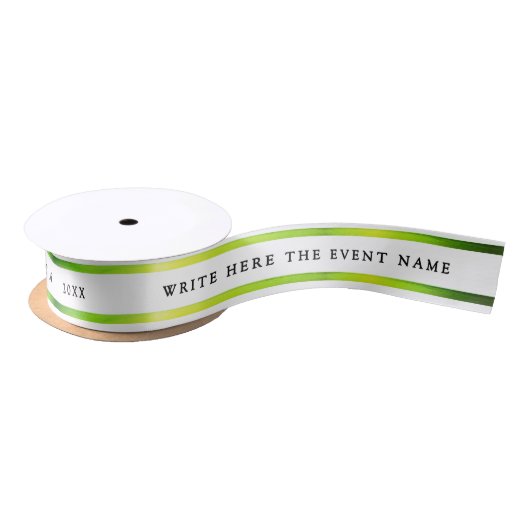 Simple Classic White And Lemon Green Stripe Typo Satijnen Lint (Spoel)
