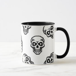 Simple Classic White Pixelated Skull Pattern Mok