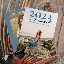 Simple Classy 2023 Two Photo - Blue Afstuderen Kaart