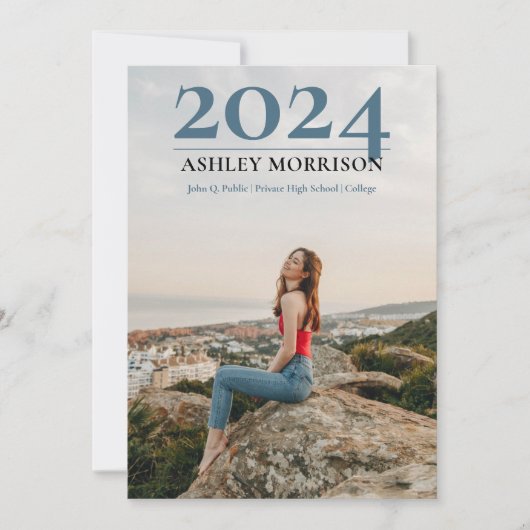 Simple Classy 2023 Two Photo - Blue Afstuderen Kaart (Voorkant)