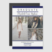 Simple Classy 3Photo Blue |Witte Afstuderen (Voorkant / Achterkant)