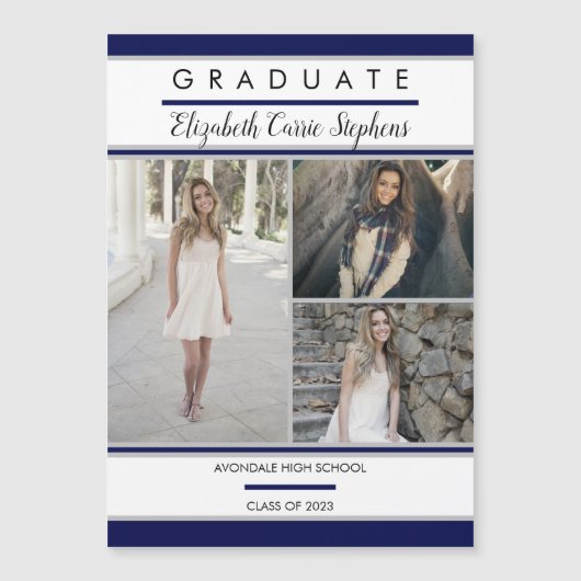 Simple Classy 3Photo Blue |Witte Afstuderen (Voorkant)