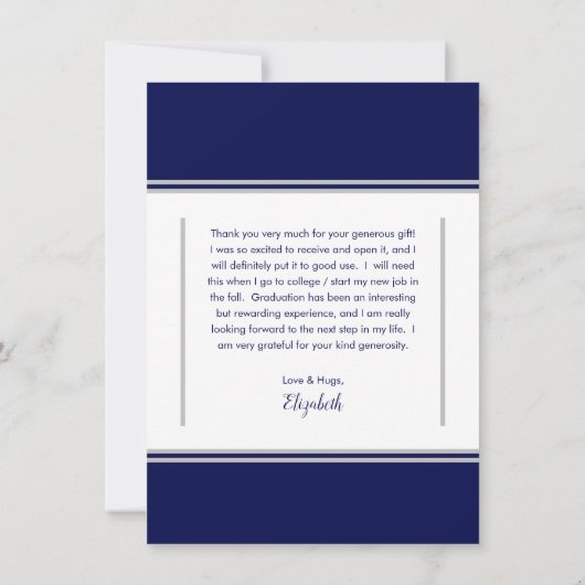 Simple Classy 3Photo Blue | Witte Afstuderen Bedankkaart (Achterkant)
