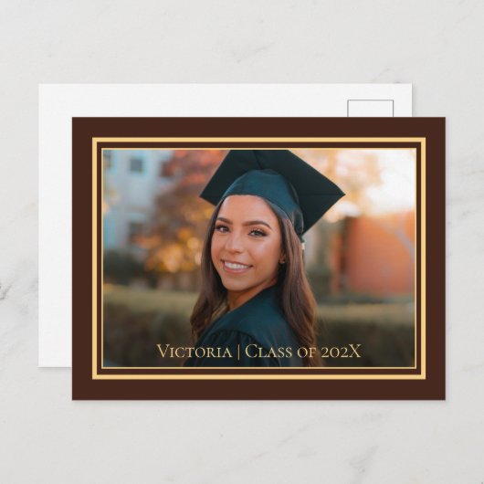 Simple Classy Afstuderen Announcement Briefkaart (Voorkant / Achterkant)