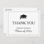 Simple Classy Black White Afstuderen Hartelijk dan Briefkaart (Voorkant / Achterkant)