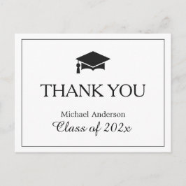 Simple Classy Black White Afstuderen Hartelijk dan Briefkaart