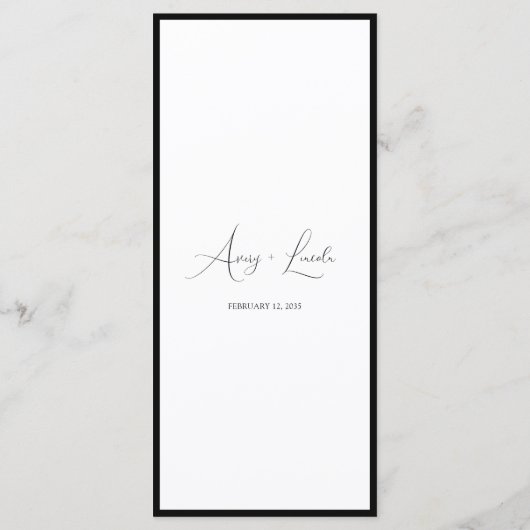 Simple Classy Black & White Border Script Wedding Menu (Achterkant)