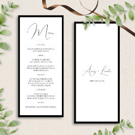 Simple Classy Black & White Border Script Wedding Menu