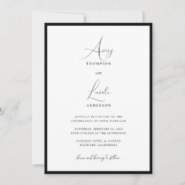 Simple Classy Black & White Border Wedding QR Code Kaart