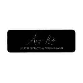 Simple Classy Black & White Script Wedding Address Etiket