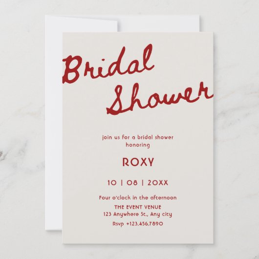 Simple classy bridal shower  kaart (Voorkant)