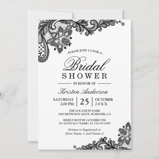 Simple Classy Chic Black White Lace Vrijgezellenfe Kaart (Voorkant)