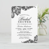 Simple Classy Chic Black White Lace Vrijgezellenfe Kaart (Staand voorkant)