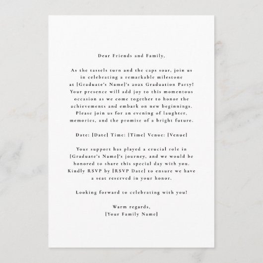 Simple Classy Graduation Announcement Class 2026 Aankondiging (Achterkant)