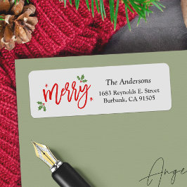 Simple Classy Merry-kersthandschrift Etiket
