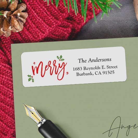 Simple Classy Merry-kersthandschrift Etiket