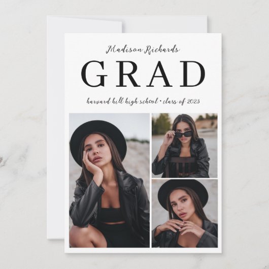 Simple Classy Photo Collage Afstuderen Kaart (Voorkant)