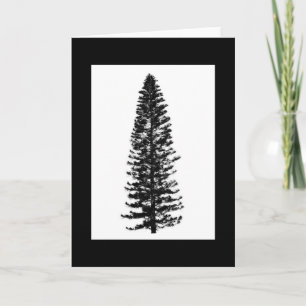 Simple Classy Pine Tree Black & White Note Card Kaart