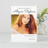 Simple Classy Script One Photo White | Zwarte teks Aankondiging (Staand voorkant)