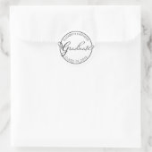 Simple Classy Script Text Afstuderen White | Zwart Ronde Sticker (Tas)