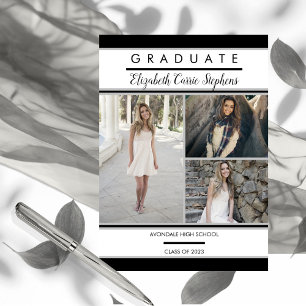 Simple Classy Three Photo Black   Witte Afstuderen