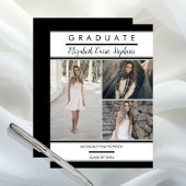 Simple Classy Three Photo Black | Witte Afstuderen Aankondiging