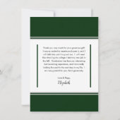 Simple Classy Three Photo Green | Witte Afstuderen Bedankkaart (Achterkant)