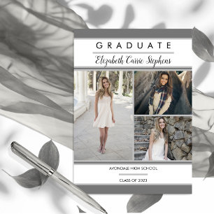 Simple Classy Three Photo Grey  Witte Afstuderen