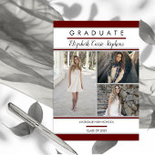 Simple Classy Three Photo Maroon |Witte Afstuderen